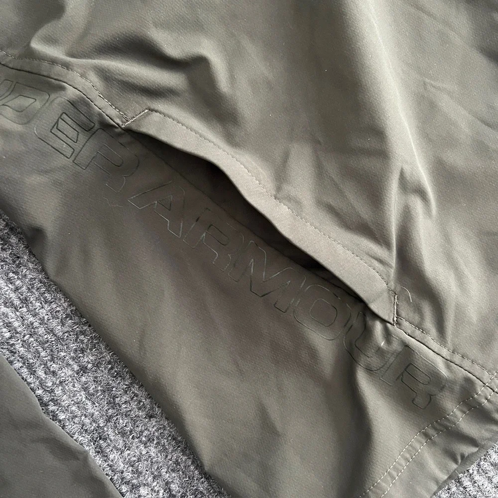 Under Armour Men's Large Storm Golf Windbreaker Olive Green 1/4 Zip Pullover